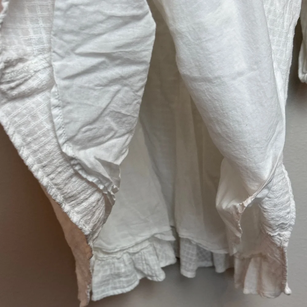 Free People White Boho Mini Dress with Ties & Pockets - L - Picture 9 of 11